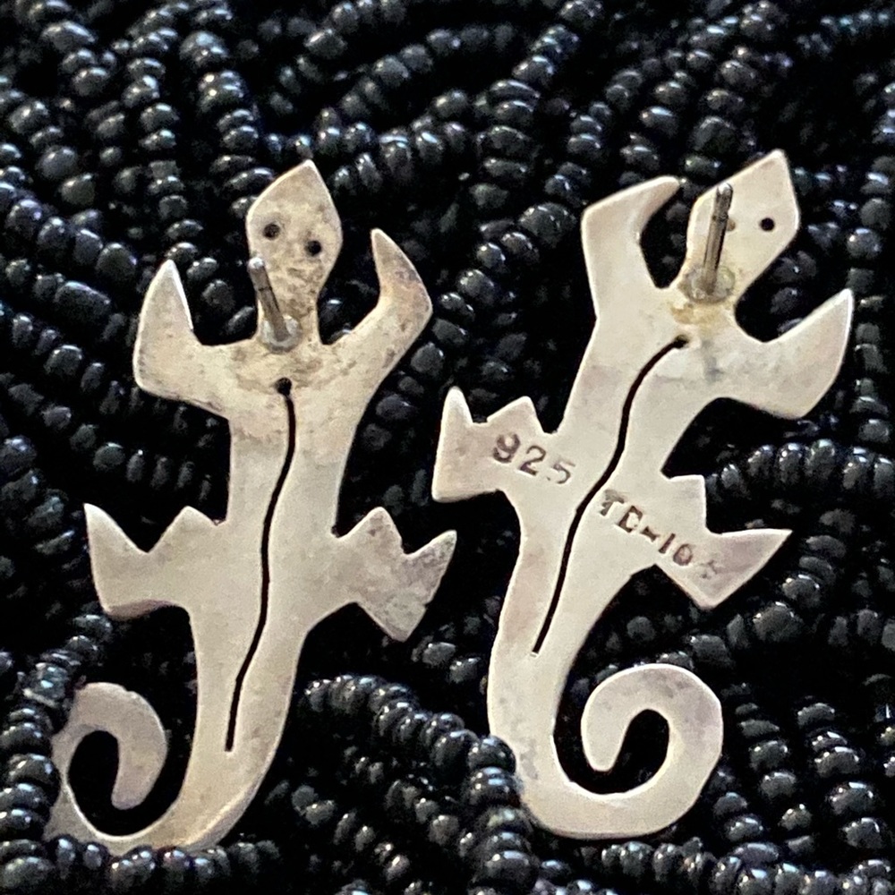 Vintage sterling silver Ghecko pierced earrings
